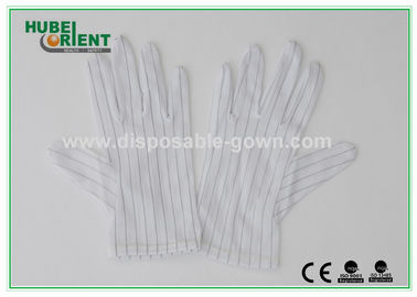 White Nylon ESD Safe Gloves Disposable Hand Gloves With Conductive Ribbon
