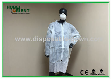Light-weight Unisex Disposable Lab Coat Lab Protective Clothing With Zip Closure For Laboratory