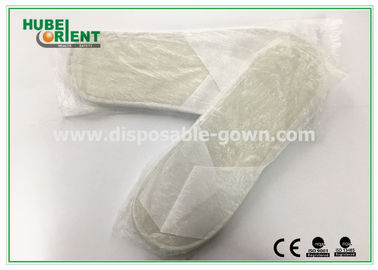 White Non woven disposable spa slippers with Eva Sole , Open Toe Style