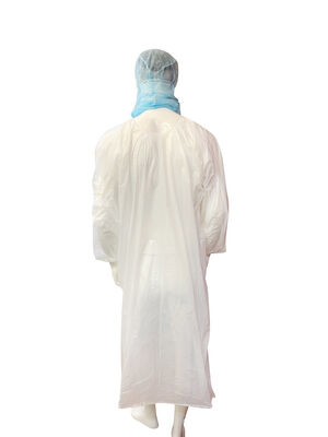 Machine Made Waterproof Long Sleeves Disposable PE Work Gown With Roll Packaging
